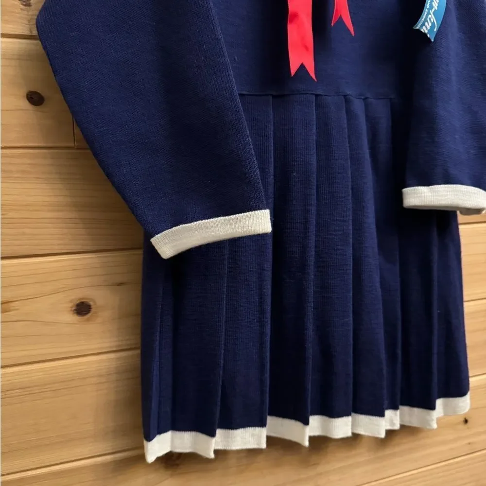 NWT Vintage Nann Knits Size 6X Long Sleeve Sailor Nautical Dress